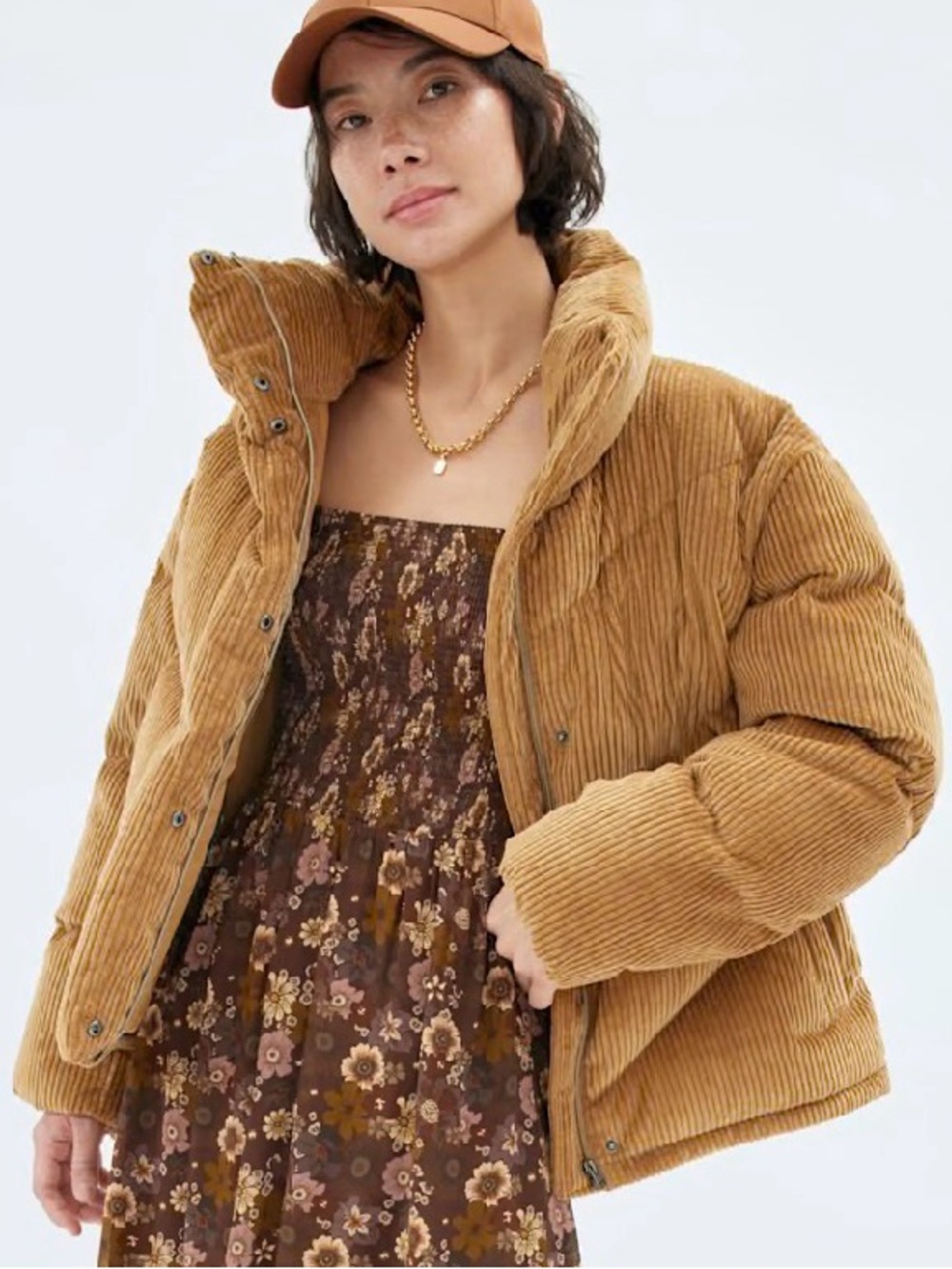 Aritzia Wilfred THE CLOUD PUFF Corduroy 700 Down Womens Jacket Size Small